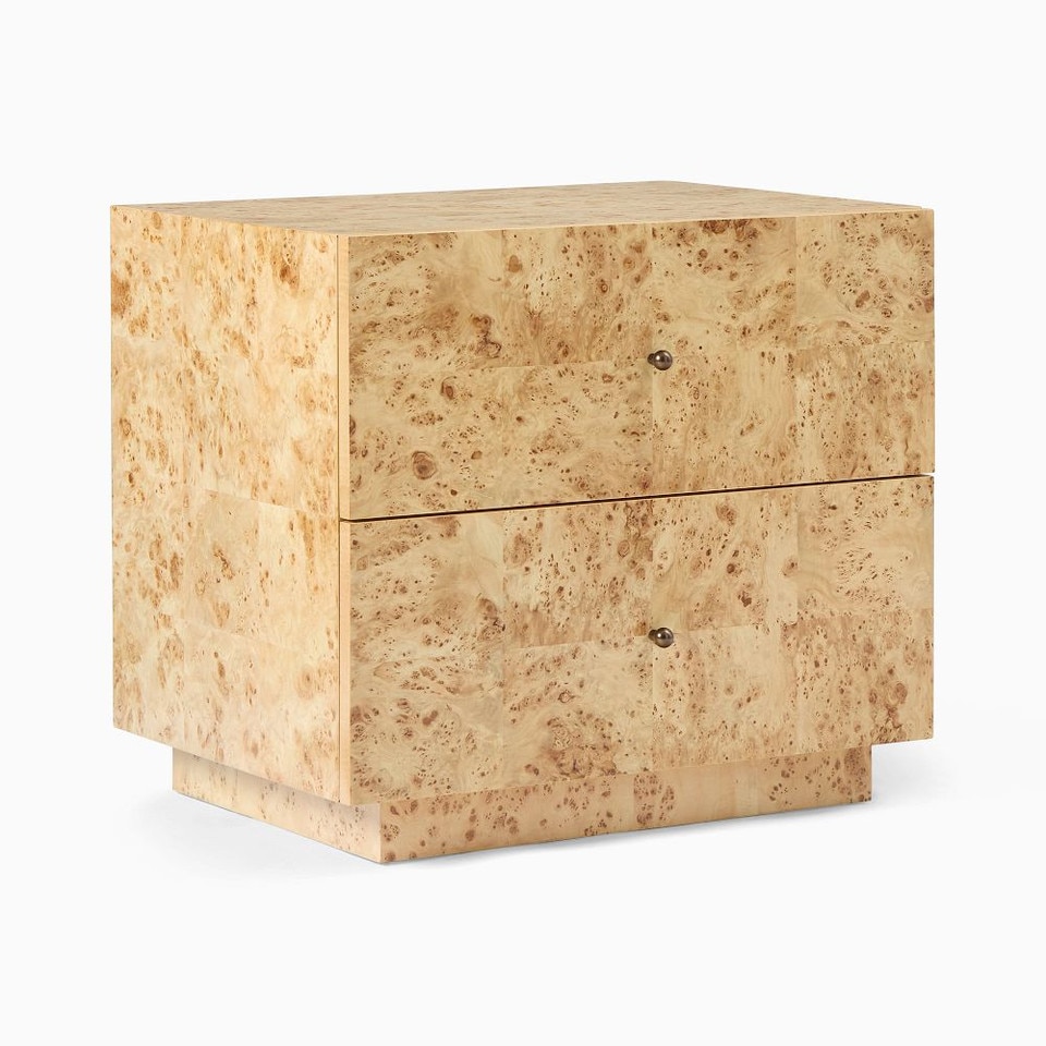 Burl Bedside Table - Luxe Burl Wood Finish | West Elm UK